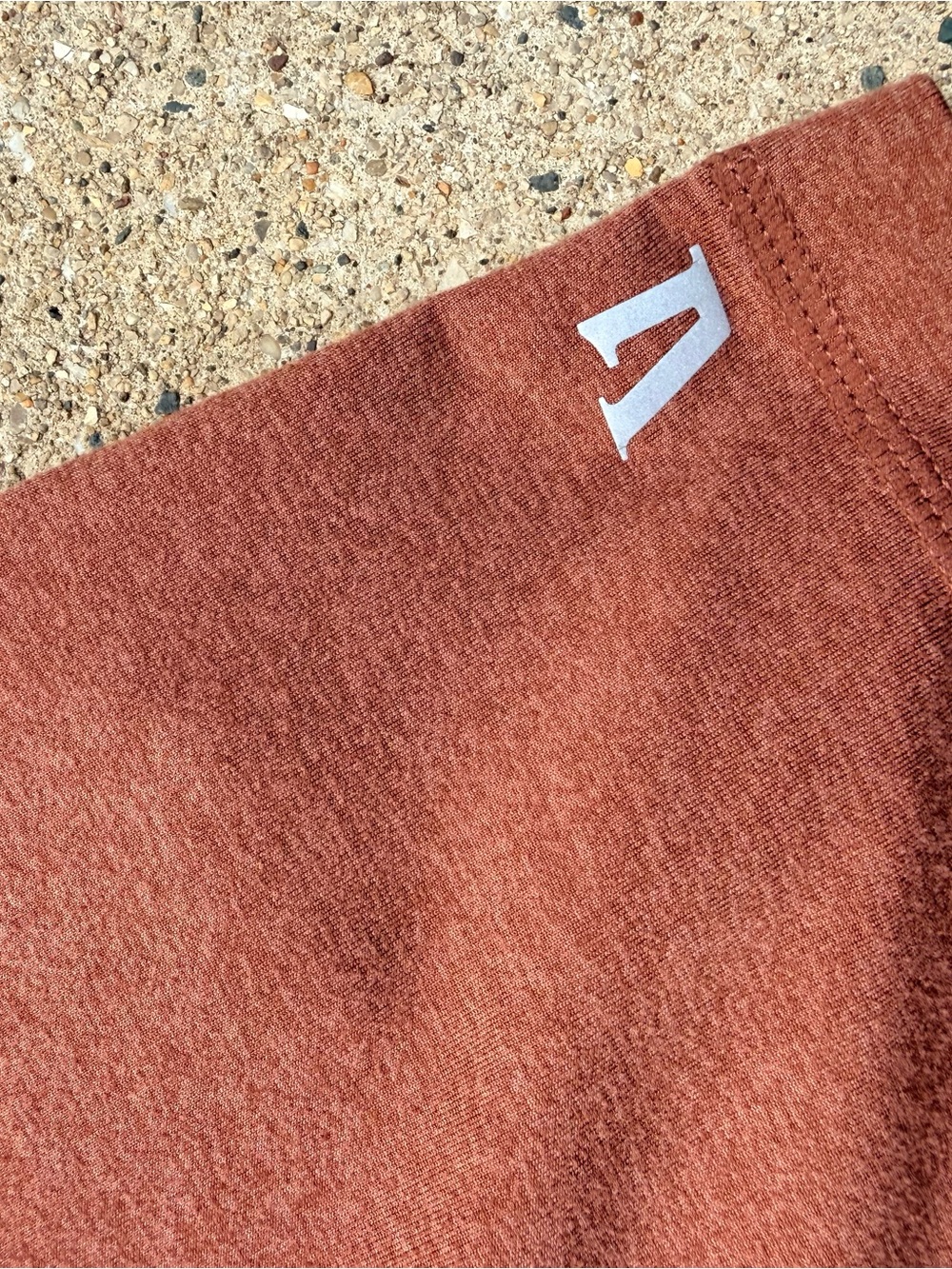 Vuori Men's Athletic Shorts in Rust Brown with Gray Drawstring - Picture 5 of 6